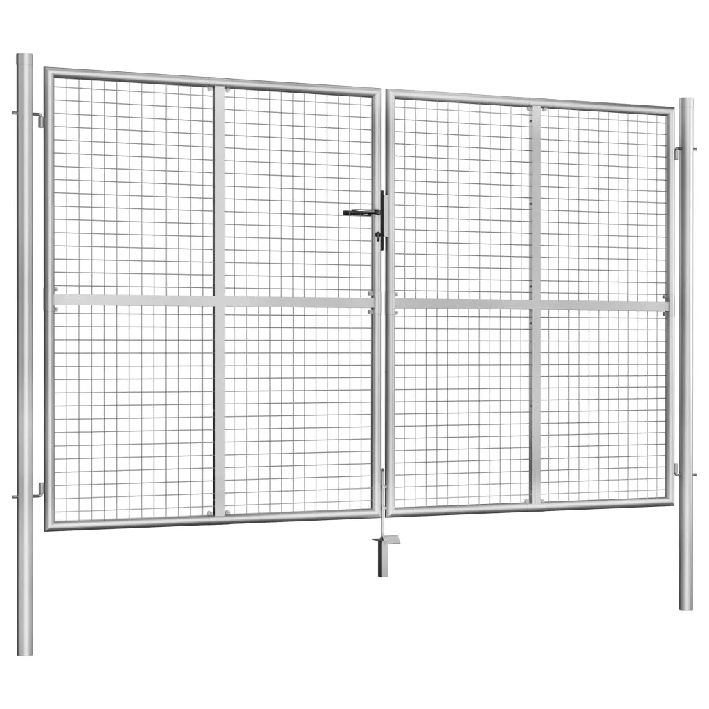 Garden Gate Galvanised Steel 306x200 cm Silver