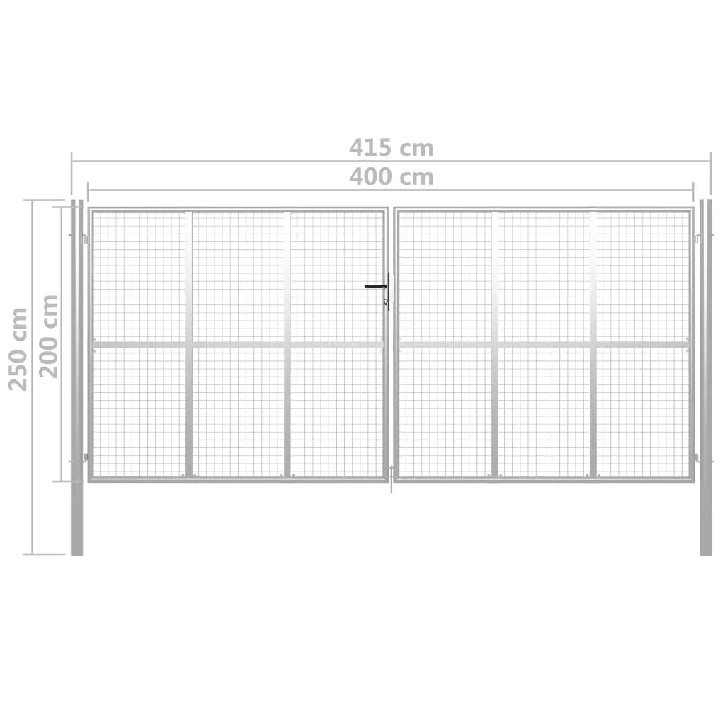 Garden Gate Galvanised Steel 415x250 cm Silver