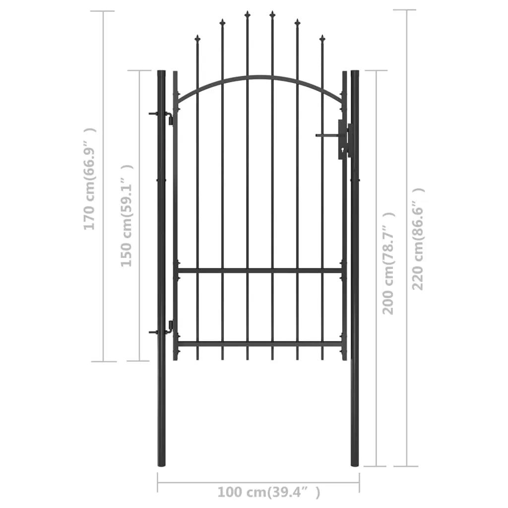 Garden Gate Steel 1x2.2 m Black