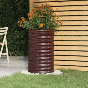 Garden Planter Powder-coated Steel 40x40x68 cm Brown