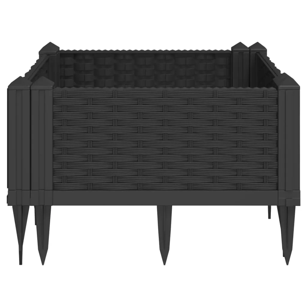 Garden Planter with Pegs Black 42.5x42.5x28.5 cm PP