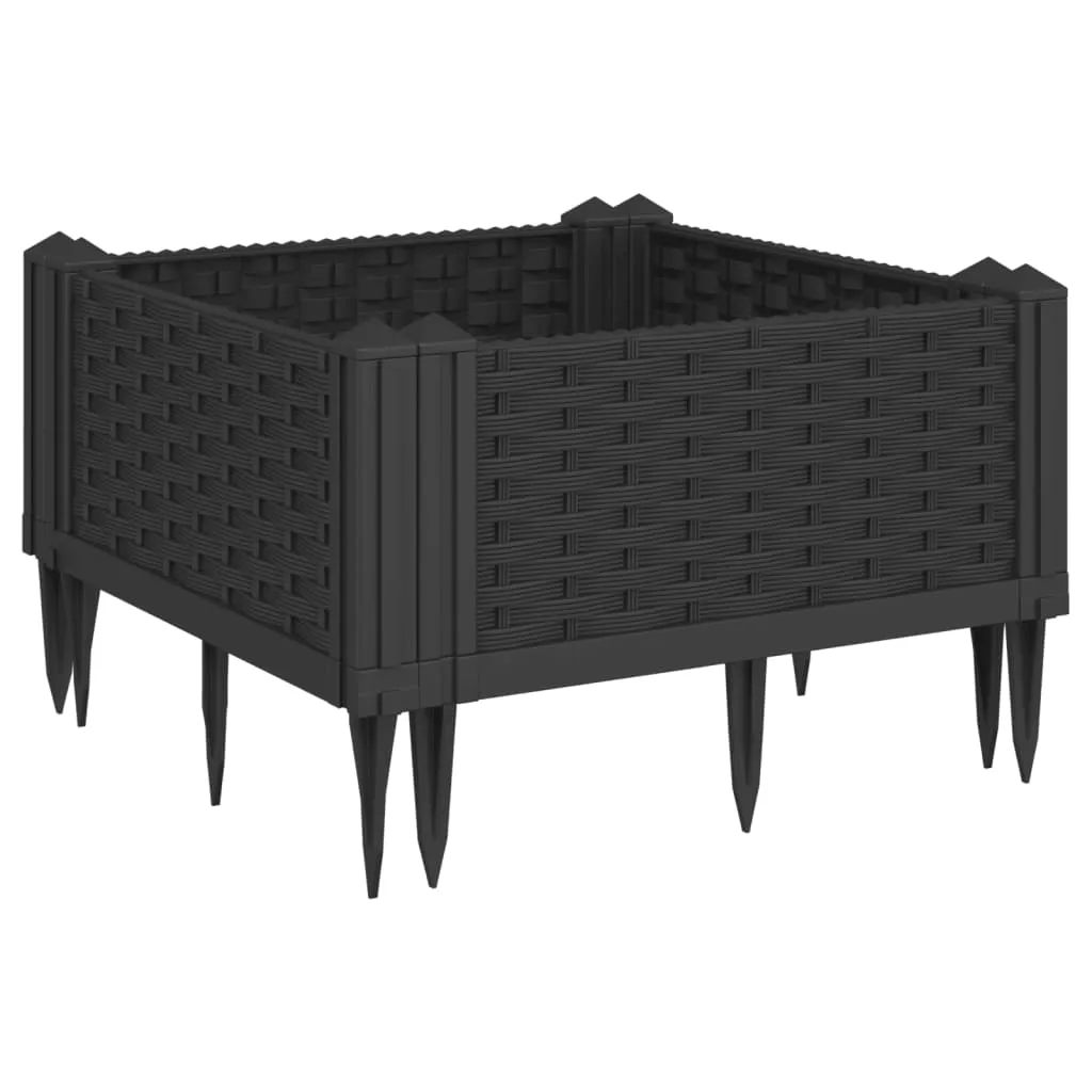 Garden Planter with Pegs Black 42.5x42.5x28.5 cm PP