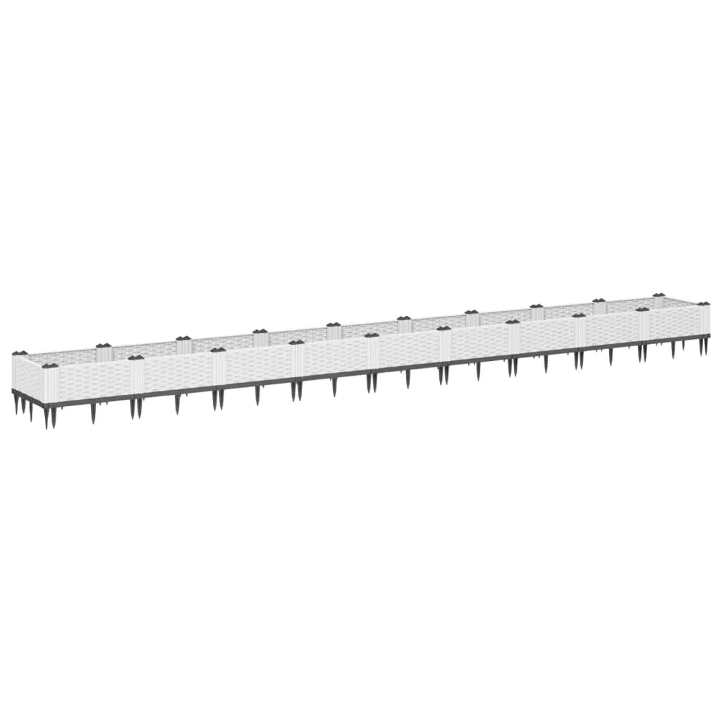 Garden Planter with Pegs White 362.5x42.5x28.5 cm PP