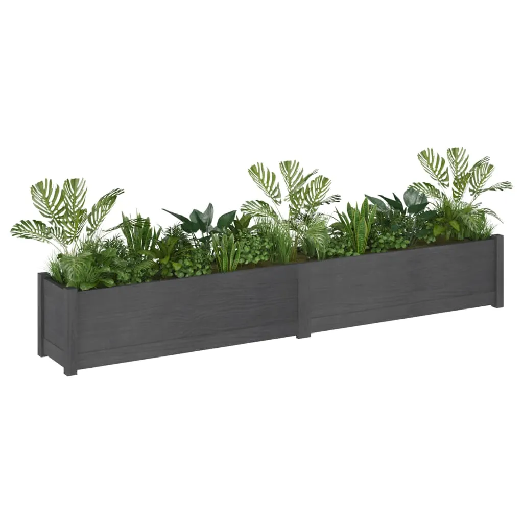 Garden Planters 2 pcs Grey 200x31x31 cm Solid Pinewood