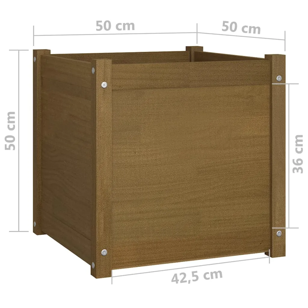 Garden Planters 2 pcs Honey Brown 50x50x50 cm Solid Pinewood