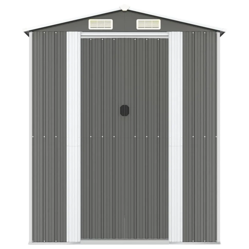 Garden Shed Light Grey 192x357x223 cm Galvanised Steel