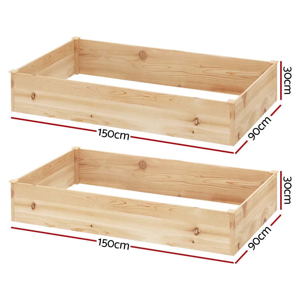 Greenfingers Garden Bed Raised 2x Wooden Planter Box Vegetables 150x90x30cm