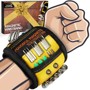 HANPURE Tool Gifts for Men Stocking Stuffers - Magnetic Wristband for Holding Screws, Wrist Magnet, Gifts for Dad Father Husband Him, Gadget Tool Men Women Magnetic Tool Gift for Carpenter,Woodworker (Yellow)