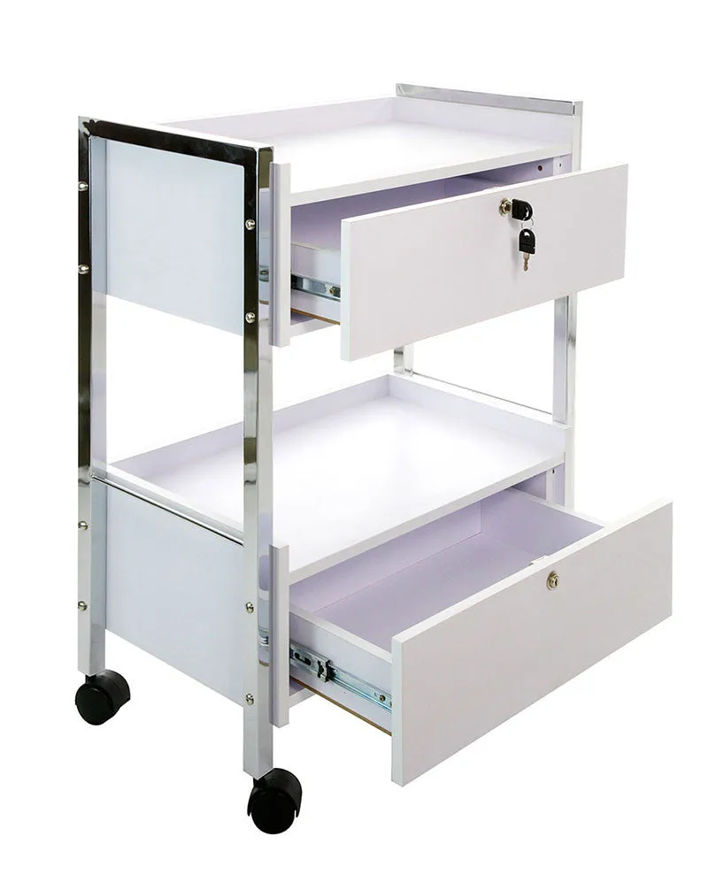 Heavy Duty Spa Trolley Cart with Double Drawers