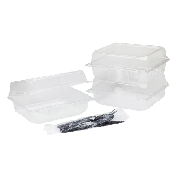 Karat 8''x8'' PET Plastic Hinged Containers - 250 pcs