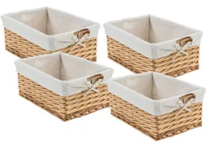 Large Rectangular Wicker Baskets - Set of 4