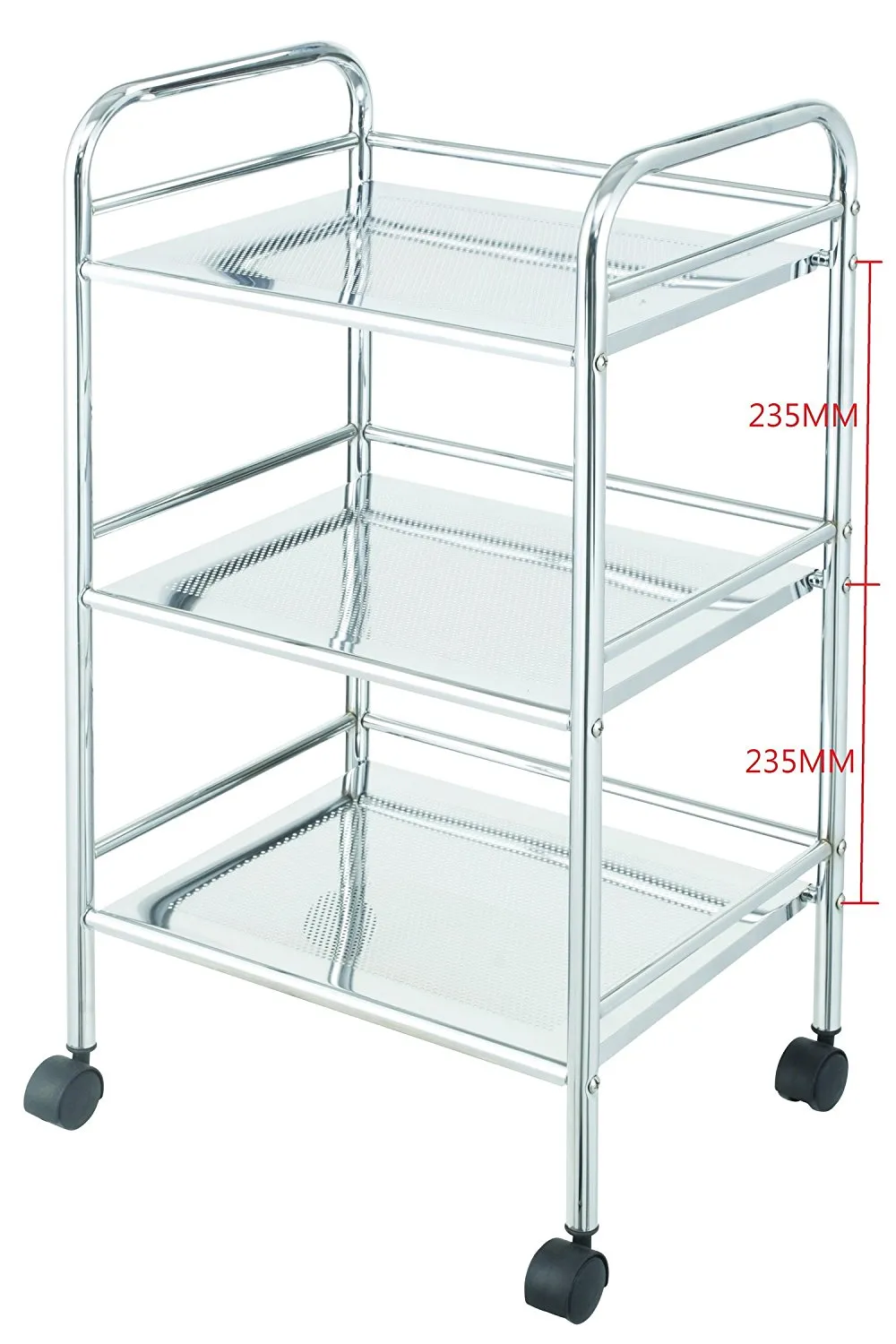 Lucy 3 Tier Storage Trolley for Hair Salon/Office/Bathroom-Silver