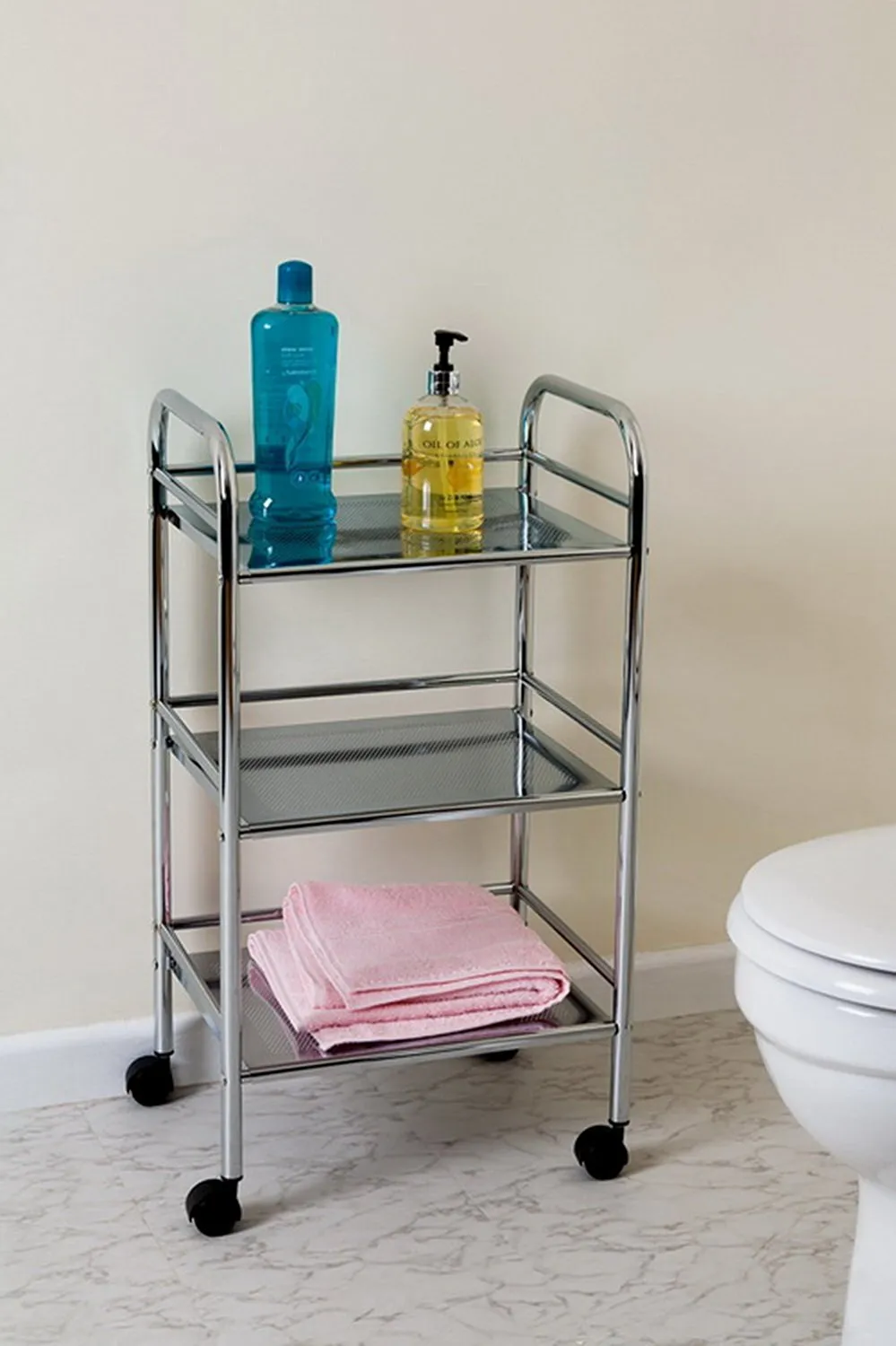 Lucy 3 Tier Storage Trolley for Hair Salon/Office/Bathroom-Silver