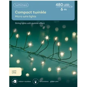 Lumineo 480 Warm White Micro LED Compact Wire Christmas Lights (6m)