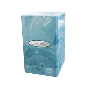 Marble Satin Tower Deck Box - Light Blue / White