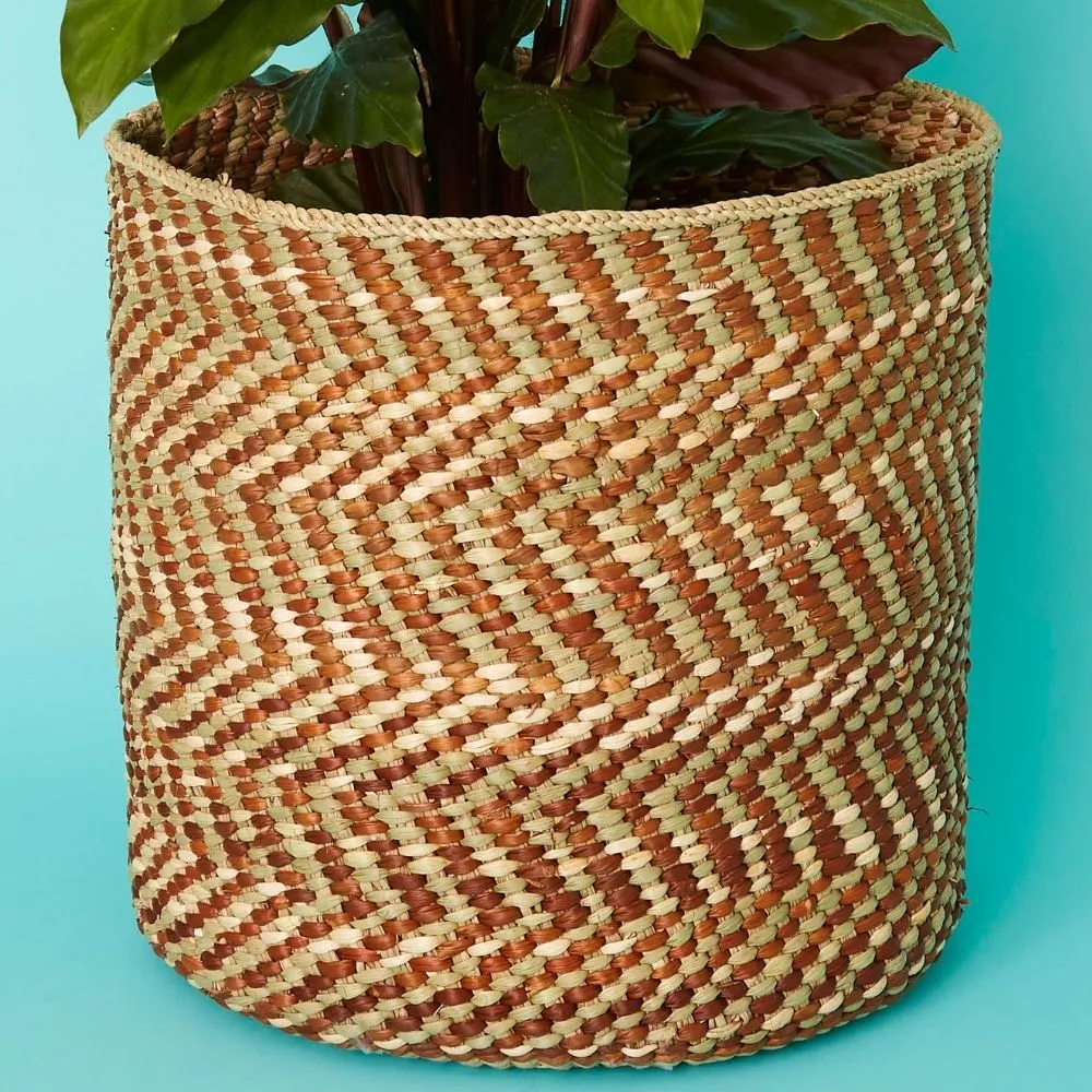 Medium Brown Iringa Indoor Planter Toy Storage Woven Basket