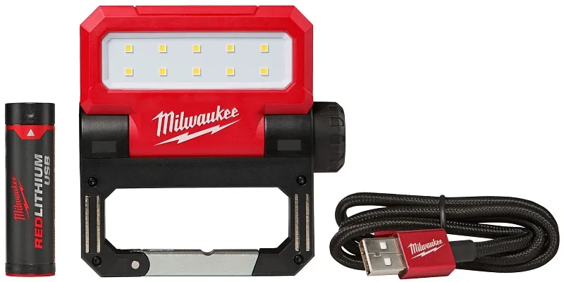 Milwaukee ROVER 2114-21 Flood Light, 10-Lamp, LED Lamp, White Light, 550 Lumens, Plastic Fixture :EA: QUANTITY: 1