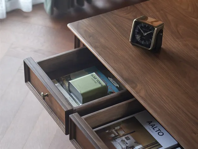 MODERN AMERICAN STYLE BLACK WALNUT WOOD DESK