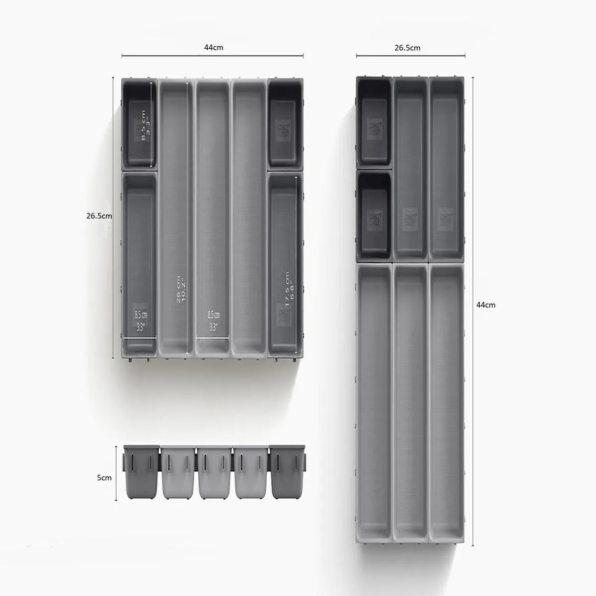 Multi-Purpose Clip-On Adjustable Drawer Storage Organizer Set