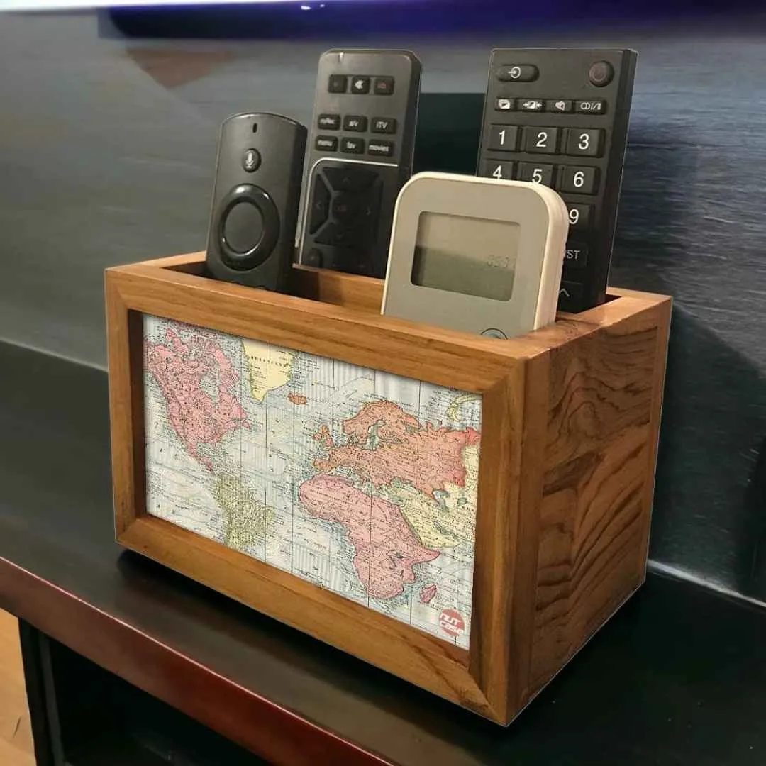 Organizer For TV AC Remotes - Vintage Travel Map