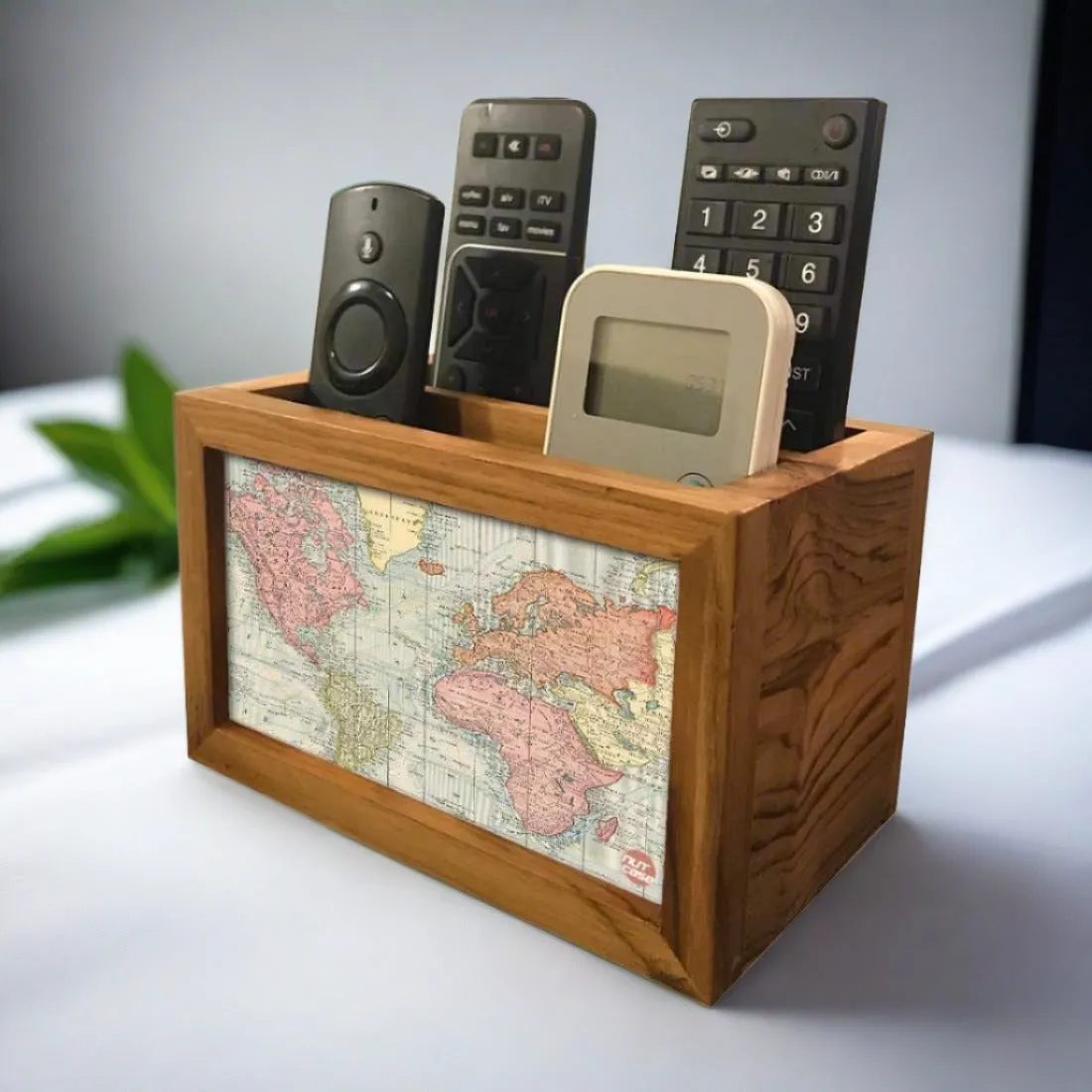 Organizer For TV AC Remotes - Vintage Travel Map