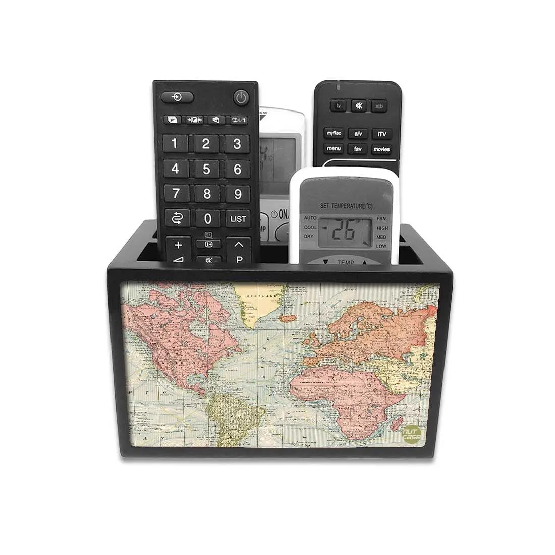 Organizer For TV AC Remotes - Vintage Travel Map