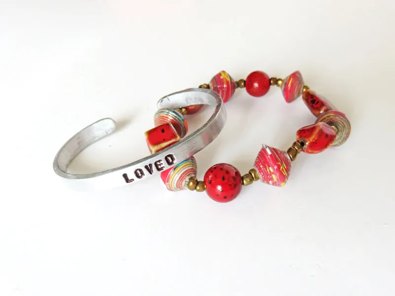 Paper Beads Bracelet | Red