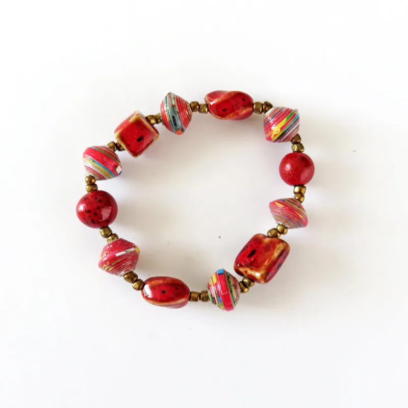 Paper Beads Bracelet | Red