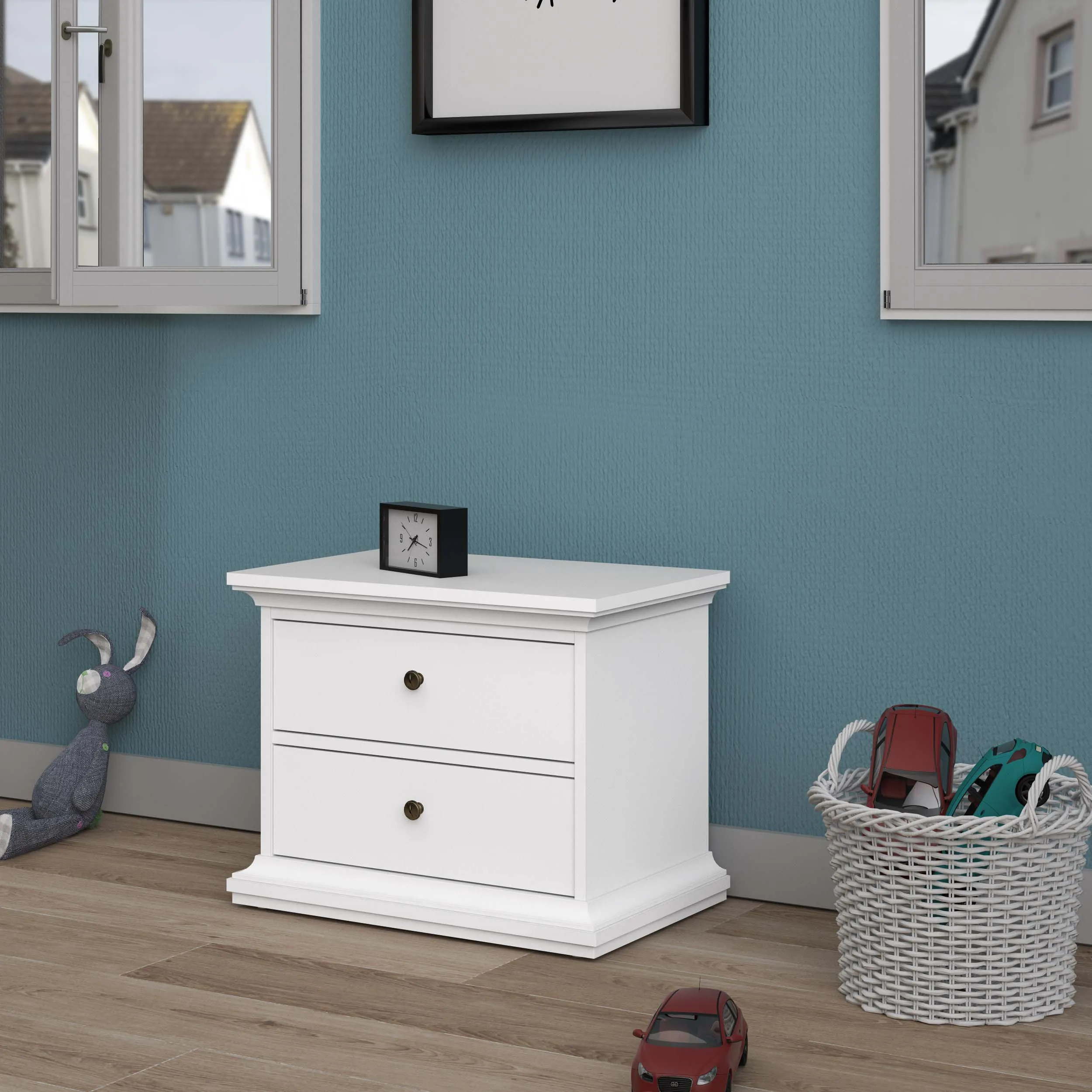 Paris 2 Drawer Nightstand - White