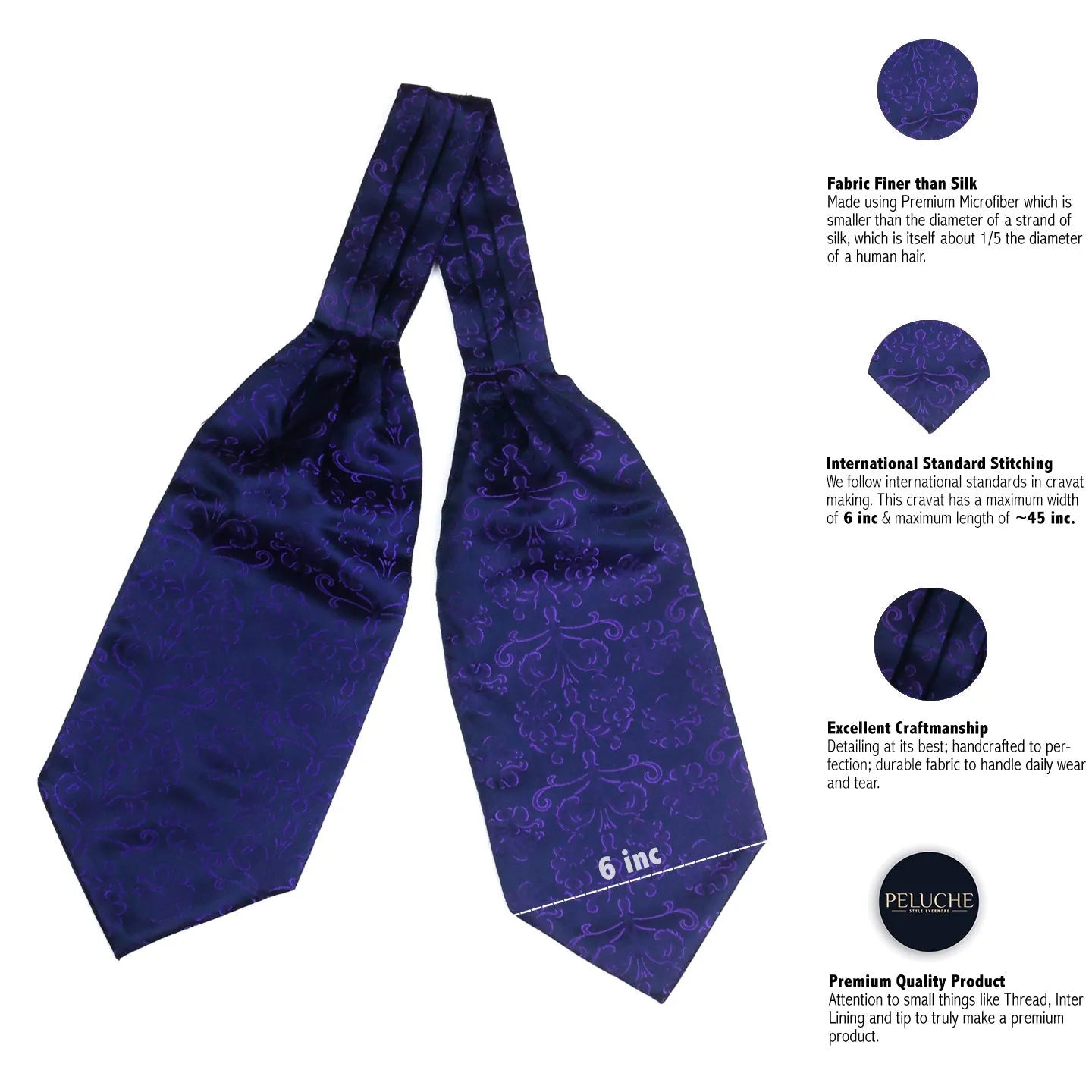 Peluche Opulent Ornament Blue Cravat for Men