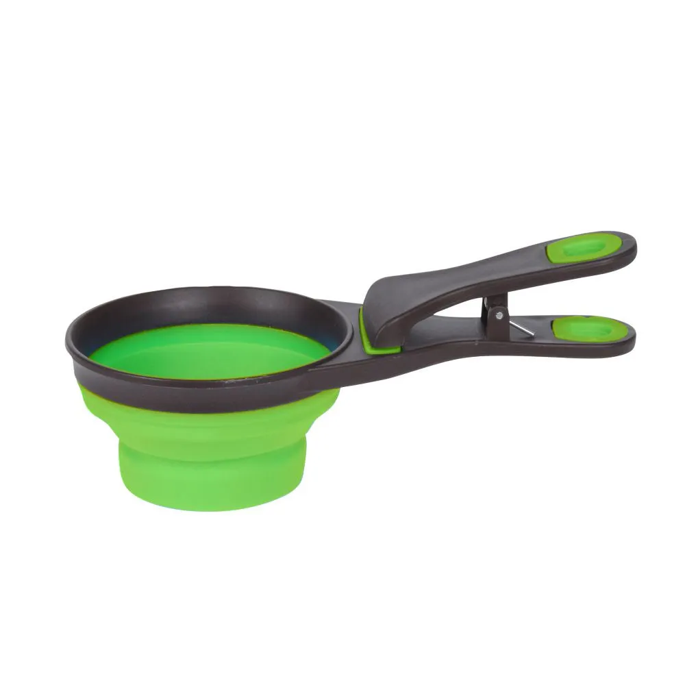 Pet Food Scoop with Built-in Clip and Flatpack Design - 237ml