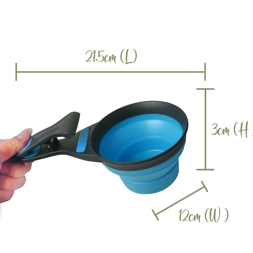 Pet Food Scoop with Built-in Clip and Flatpack Design - 237ml