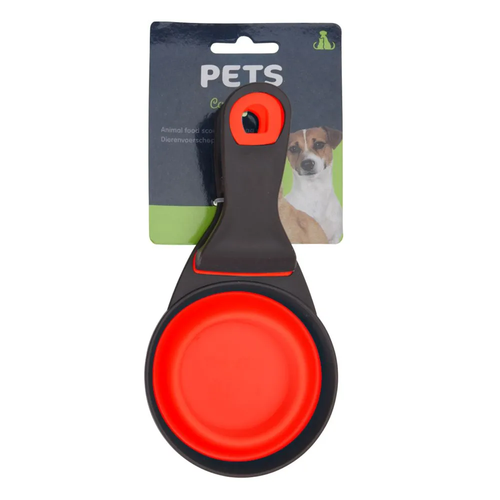 Pet Food Scoop with Built-in Clip and Flatpack Design - 237ml