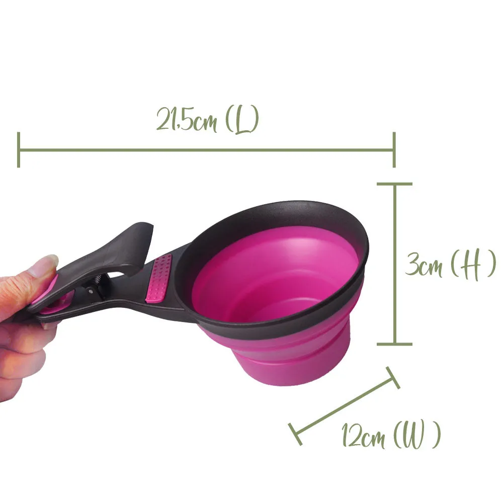 Pet Food Scoop with Built-in Clip and Flatpack Design - 237ml