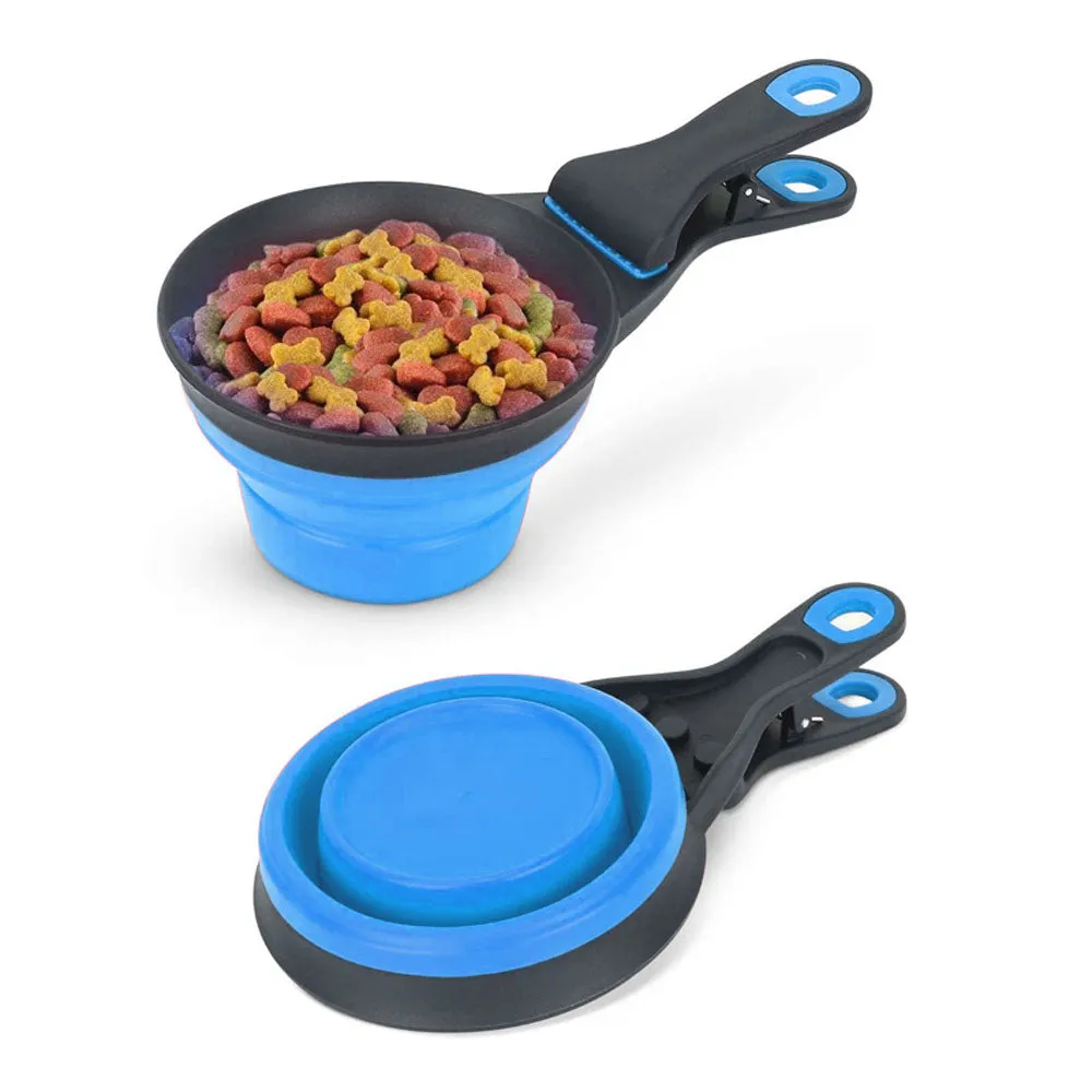 Pet Food Scoop with Built-in Clip and Flatpack Design - 237ml