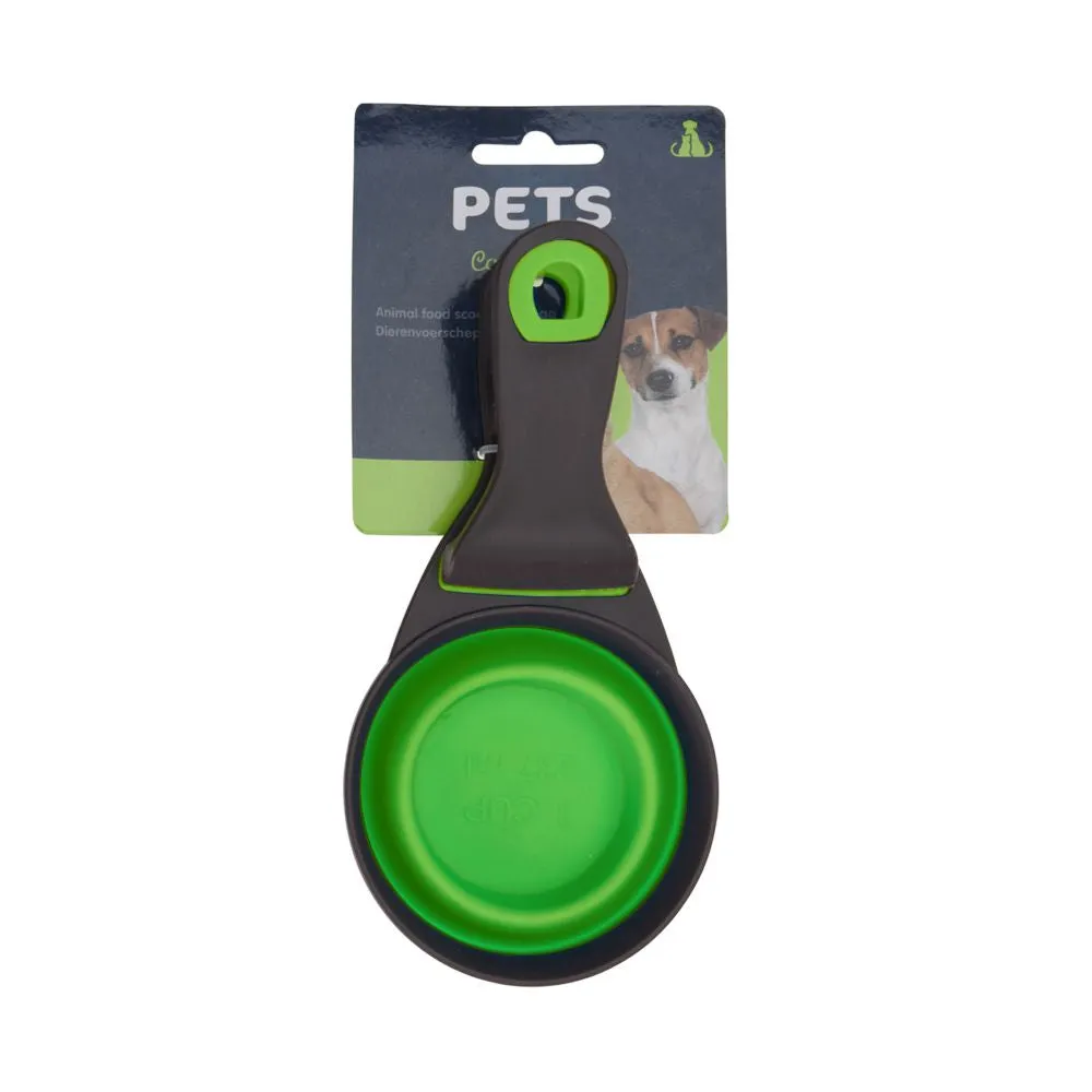 Pet Food Scoop with Built-in Clip and Flatpack Design - 237ml