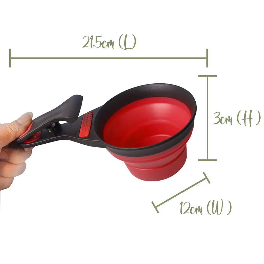 Pet Food Scoop with Built-in Clip and Flatpack Design - 237ml