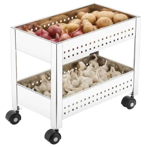 Plantex Kitchen Trolley/Vegetables Basket for Kitchen/Fruit Stand for Kitchen/Stainless Steel Vegetable Stand/Vegetable Rack for Kitchen/Trolley Stand (Silver)