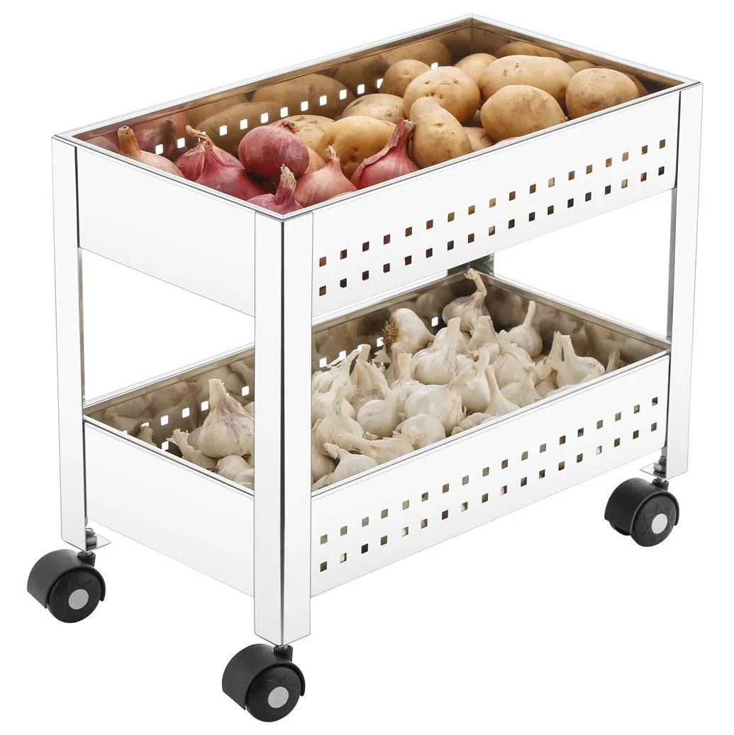 Plantex Kitchen Trolley/Vegetables Basket for Kitchen/Fruit Stand for Kitchen/Stainless Steel Vegetable Stand/Vegetable Rack for Kitchen/Trolley Stand (Silver)