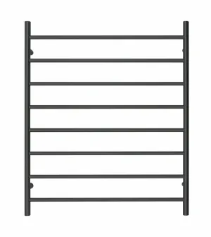 Premium Matte Black Heated Towel Rack - 8 Bars, Round Design, AU Standard, 1000x850mm Wide