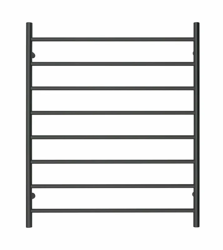 Premium Matte Black Heated Towel Rack - 8 Bars, Round Design, AU Standard, 1000x850mm Wide