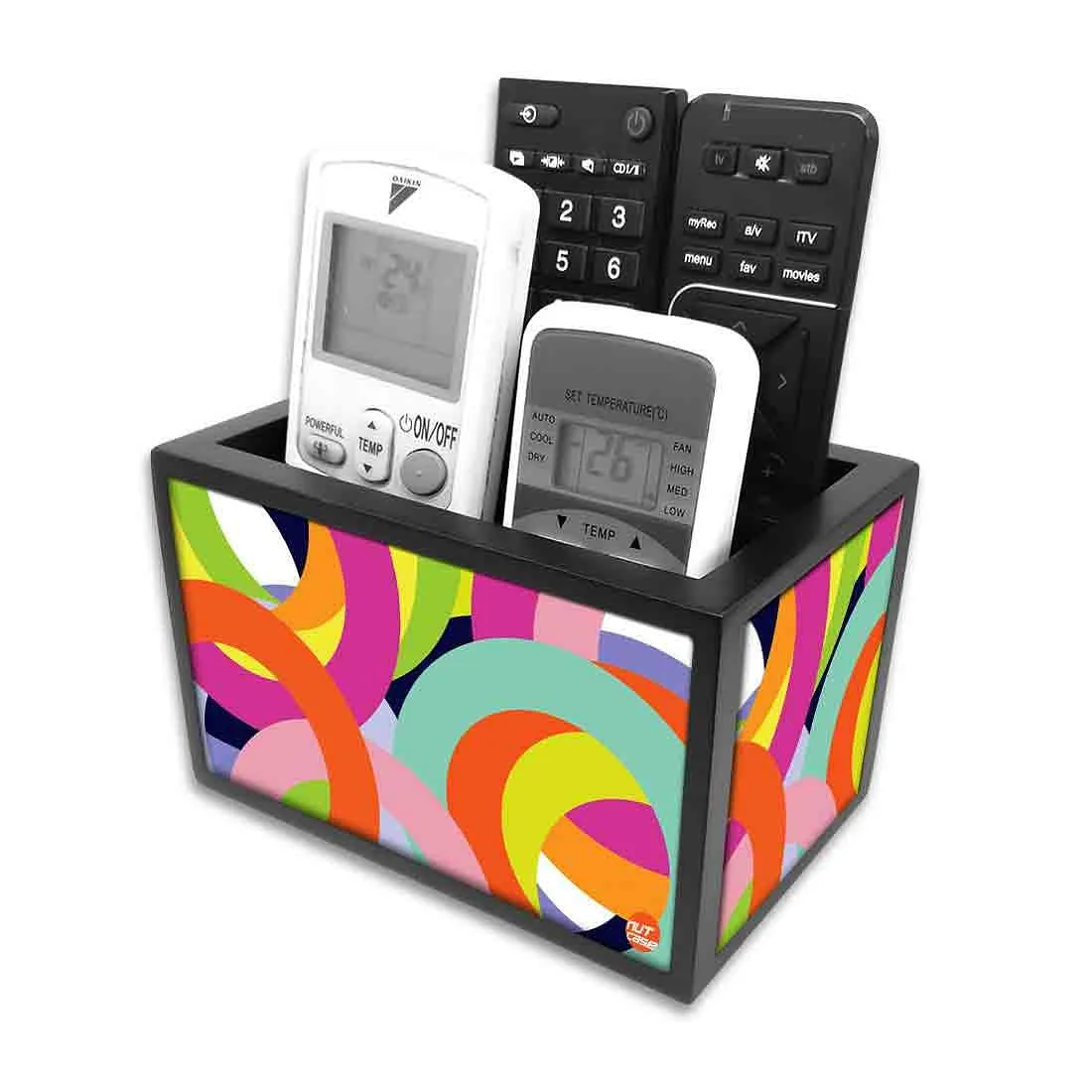 Remote Control Stand Holder Organizer For TV / AC Remotes -  Colorful Rings