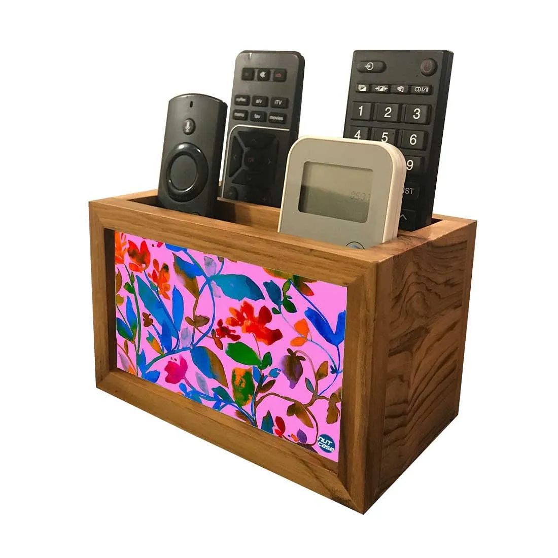 Remote Control Stand Holder Organizer For TV / AC Remotes -  Pink Floral