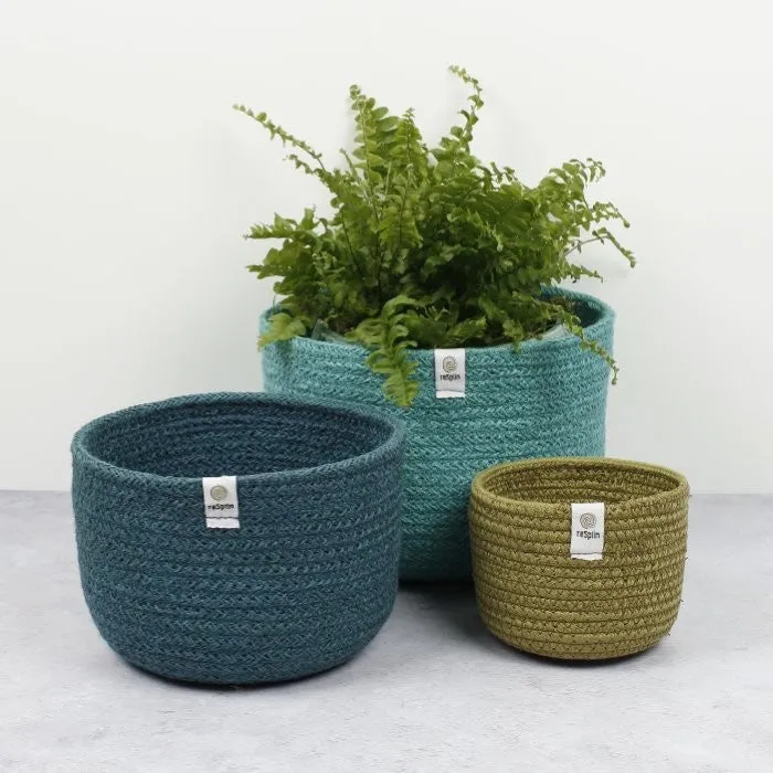 ReSpiin Jute Tall Basket Set - Ocean