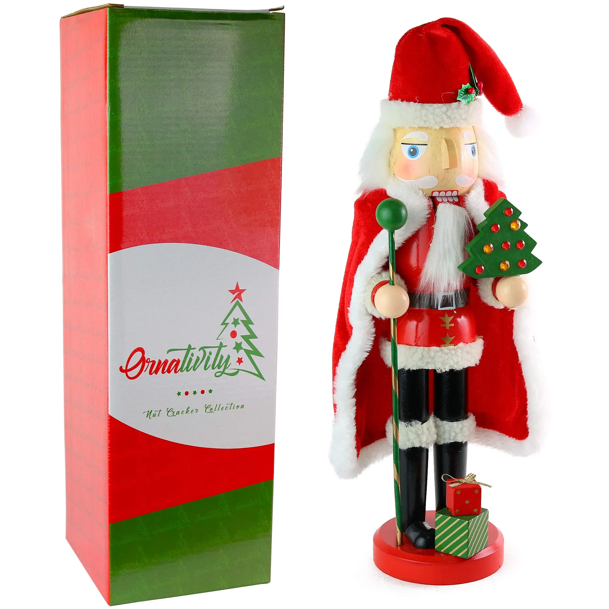 Santa Nutcracker 13.5" - Holiday Wooden Nutcracker Santa Figure Home Decoration