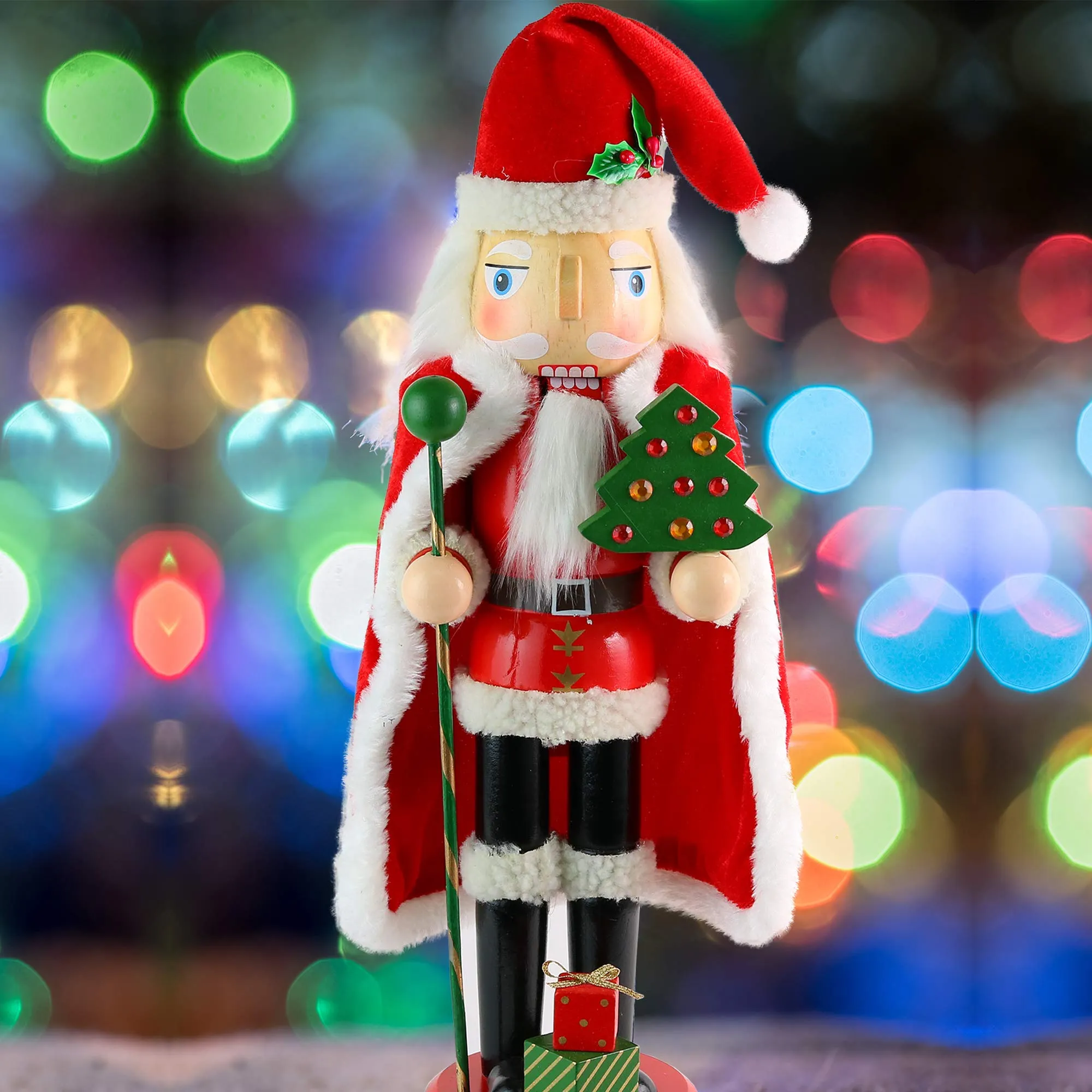 Santa Nutcracker 13.5" - Holiday Wooden Nutcracker Santa Figure Home Decoration