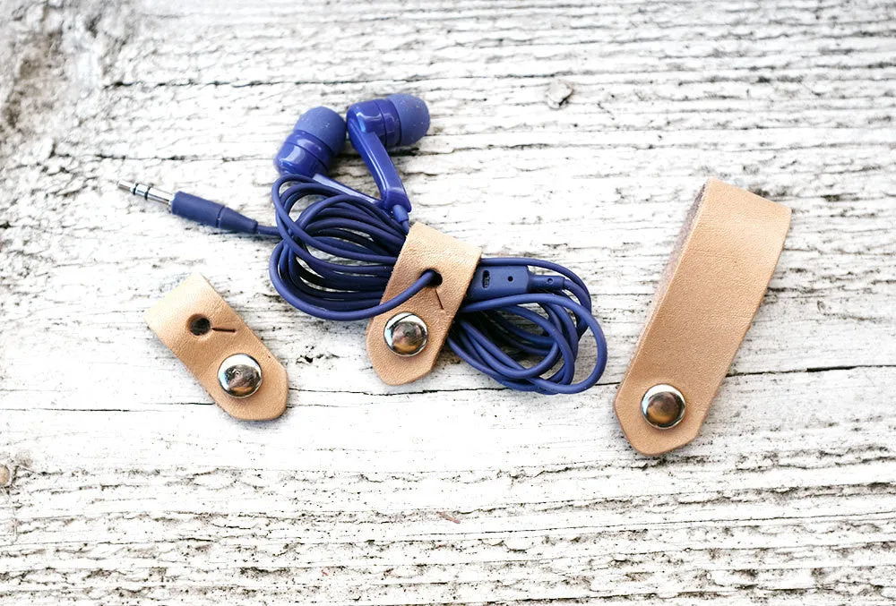 SET OF THREE - Leather Travel Cord Organizer