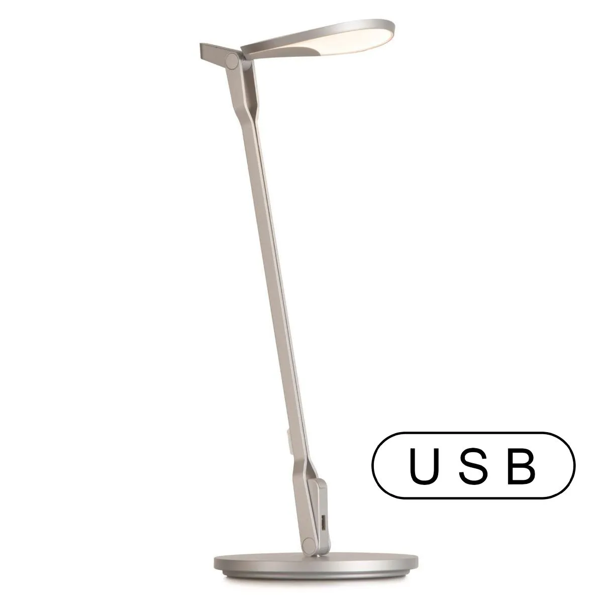 Splitty Pro Silver Contemporary LED Desk Lamp with Table Base and USB Port