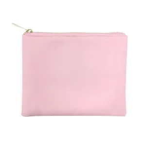 StitchesandTweed Nnelly Nylon Flat Zipper Pouch Compact - Pink