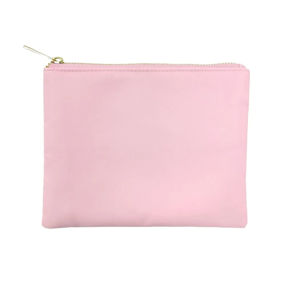 StitchesandTweed Nnelly Nylon Flat Zipper Pouch Compact - Pink